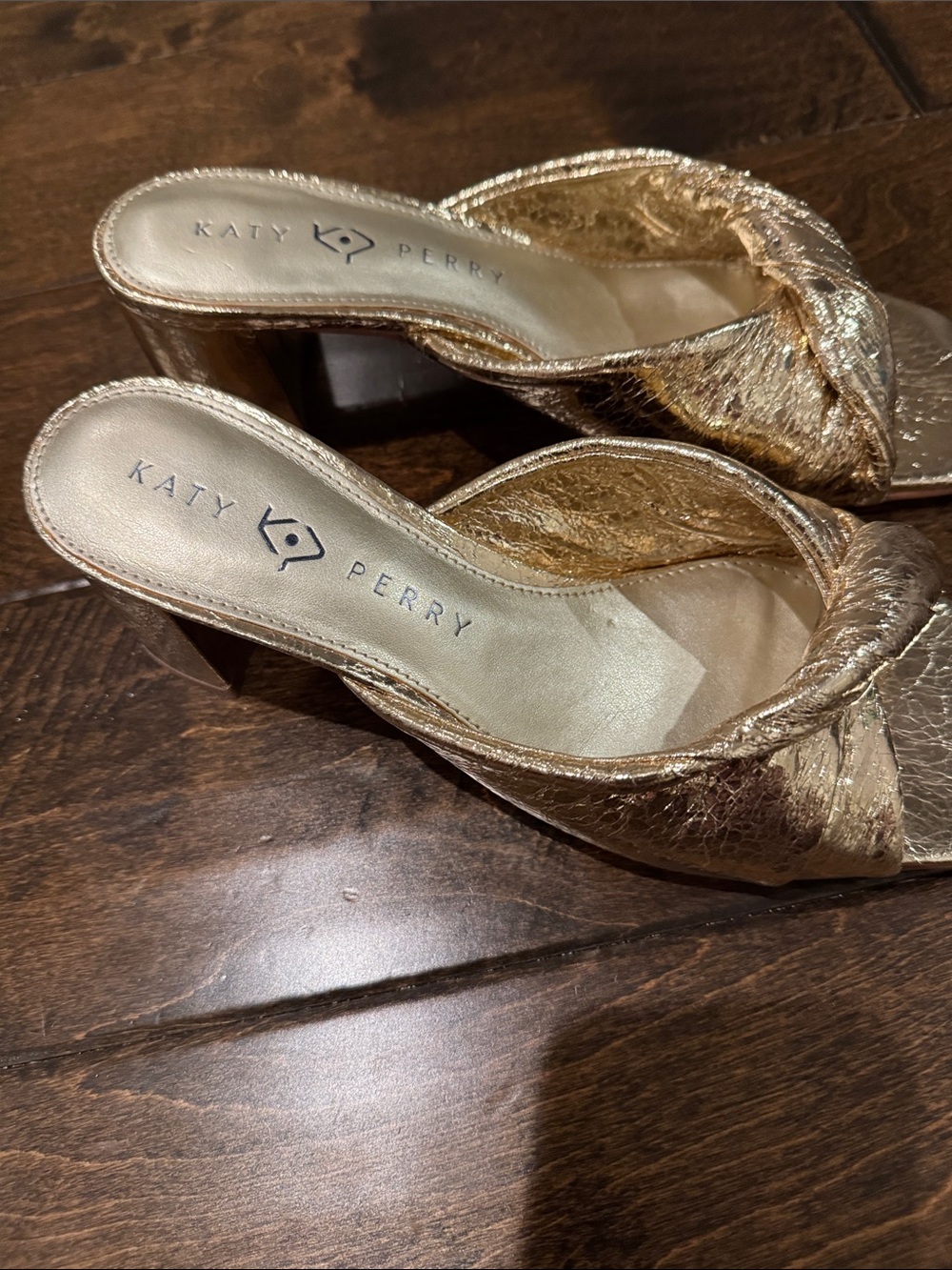 Katy Perry Collections Metallic Gold Knotted Mule Slides